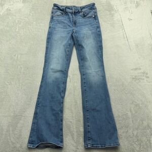 American Eagle Jeans Womens 00 Short Blue Kick Boot Next Level Stretch Flare